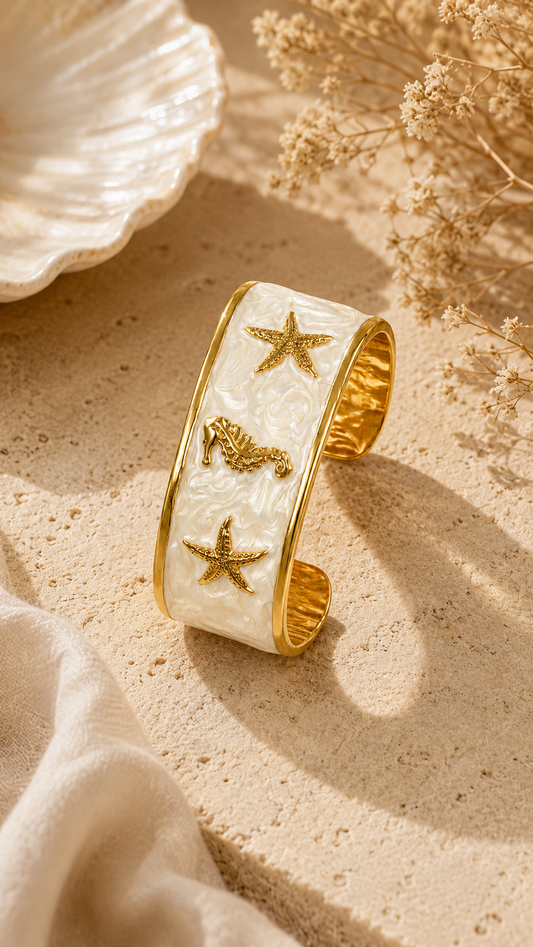 Ocean White Pearl Cuff Bracelet